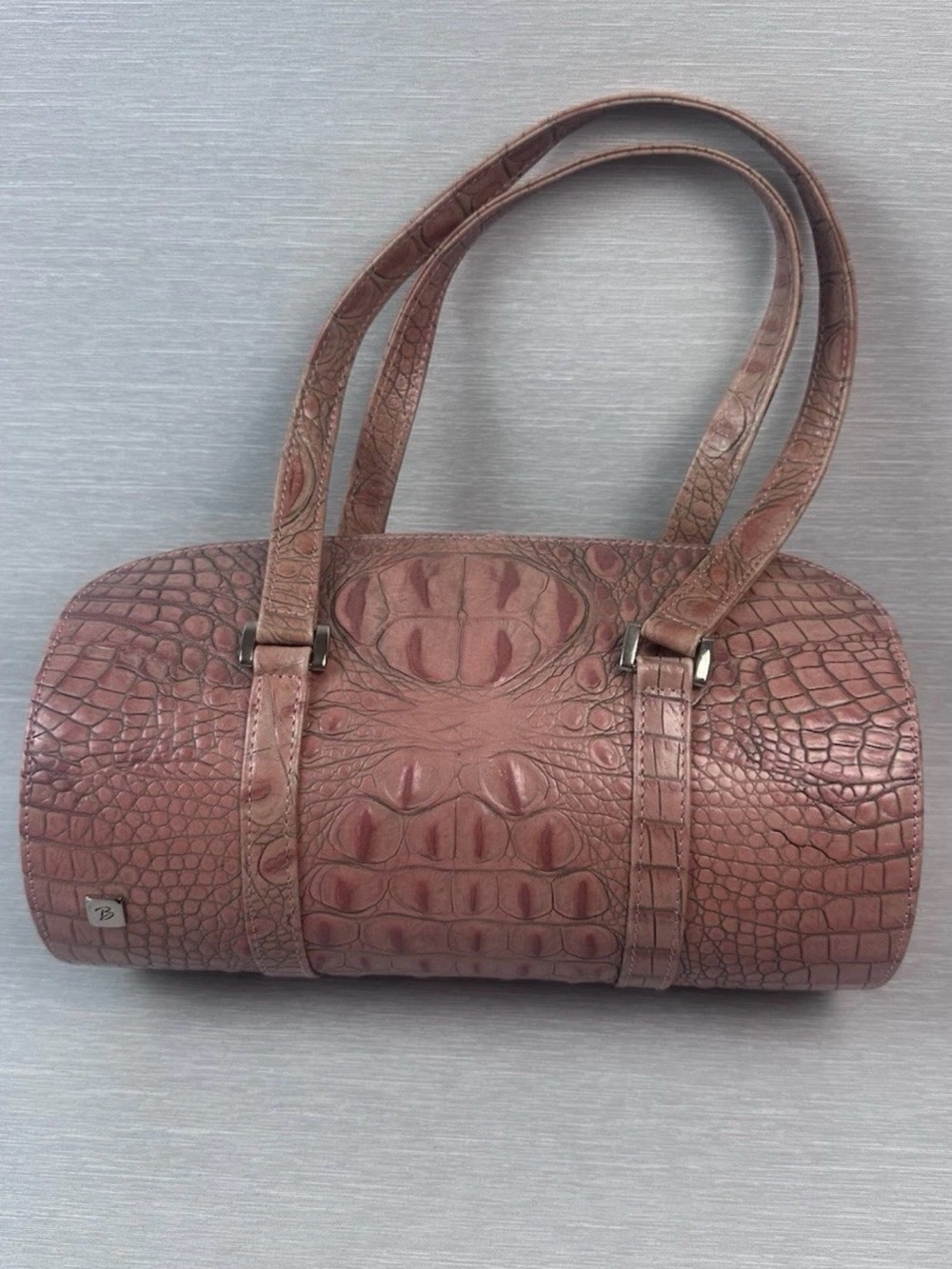 Besso Women’s Leather Cylinder Bag Purse Dirty Pink